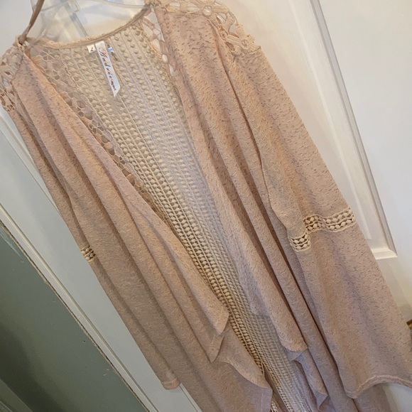 Lightweight lace insert open long coverup NWOT - Picture 1 of 8